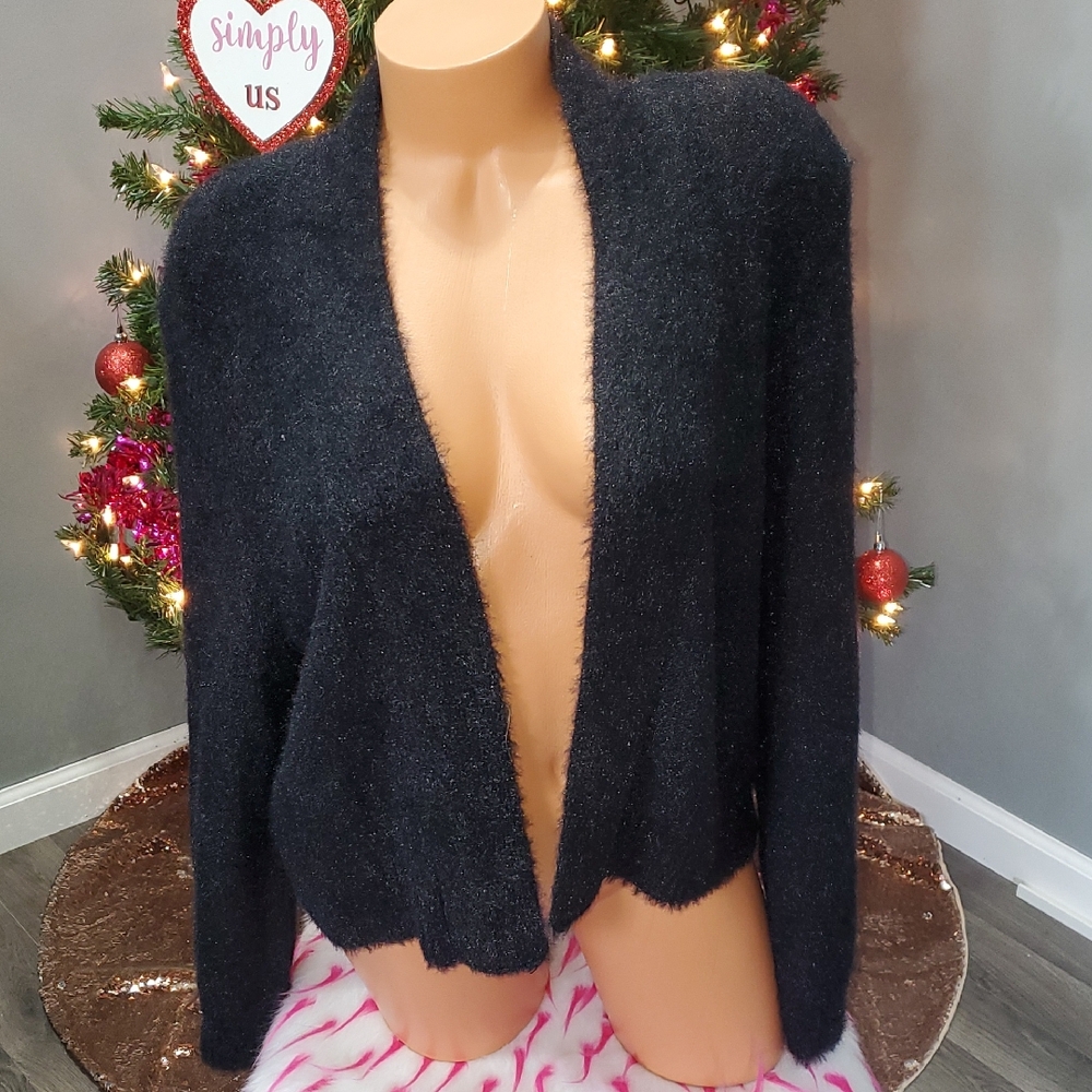 Elegant Black Women's Cardigan Sparkly Sweater Calvin Klein